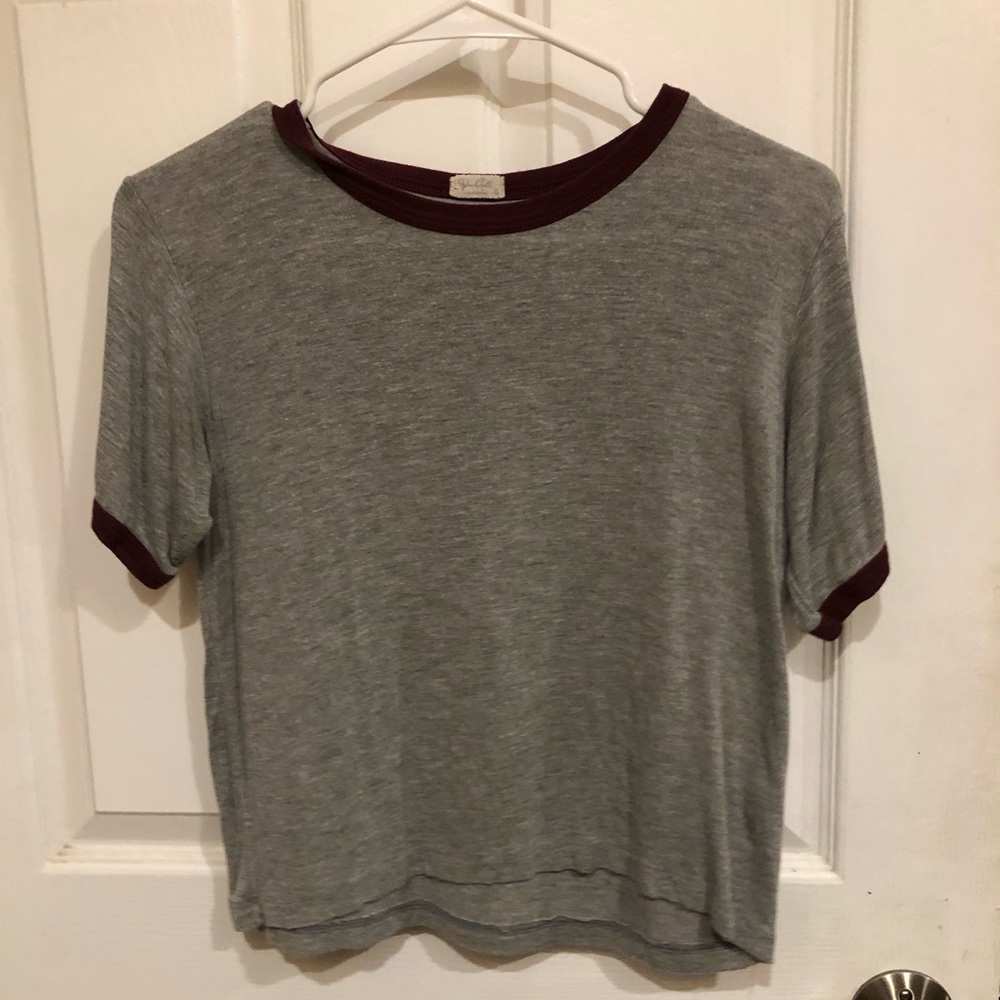 John Galt gray and maroon tshirt from Brandy